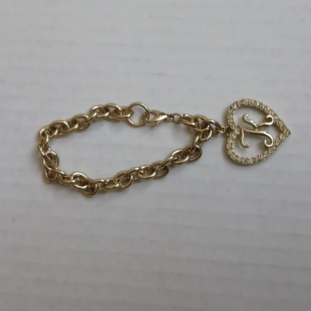 4/$40 Gold Coloured Bracelet With "K" Heart Charm